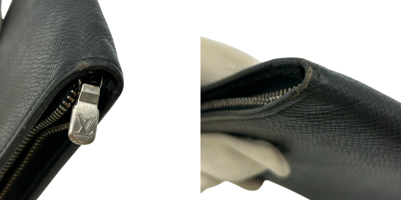 LOUIS VUITTON ルイ・ヴィトン タイガ ポルトビエ モネジップ 二つ折り 財布 M30672 レザー コンパクト ファスナー ブランド 中古 W４