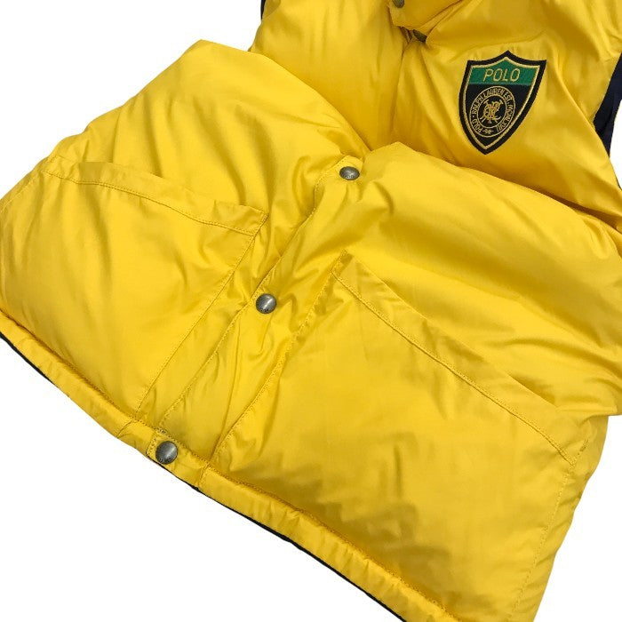 POLO RALPH LAUREN ラルフローレン ダウンベスト リバーシブル イエロー/ネイビー 160㎝ 中古 M1