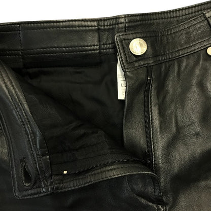 VERSACE ヴェルサーチ CLASSIC V2 レザーパンツ レディース 細身 ストレート ジップフライ ブラック 40サイズ 中古 T1