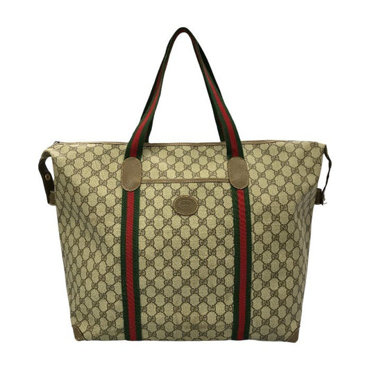 GUCCI グッチ ボストンバッグ ユニセックス オールド シェリー 旅行 大型 ショルダーバッグ PVC ブラウン 6211 中古 T1
