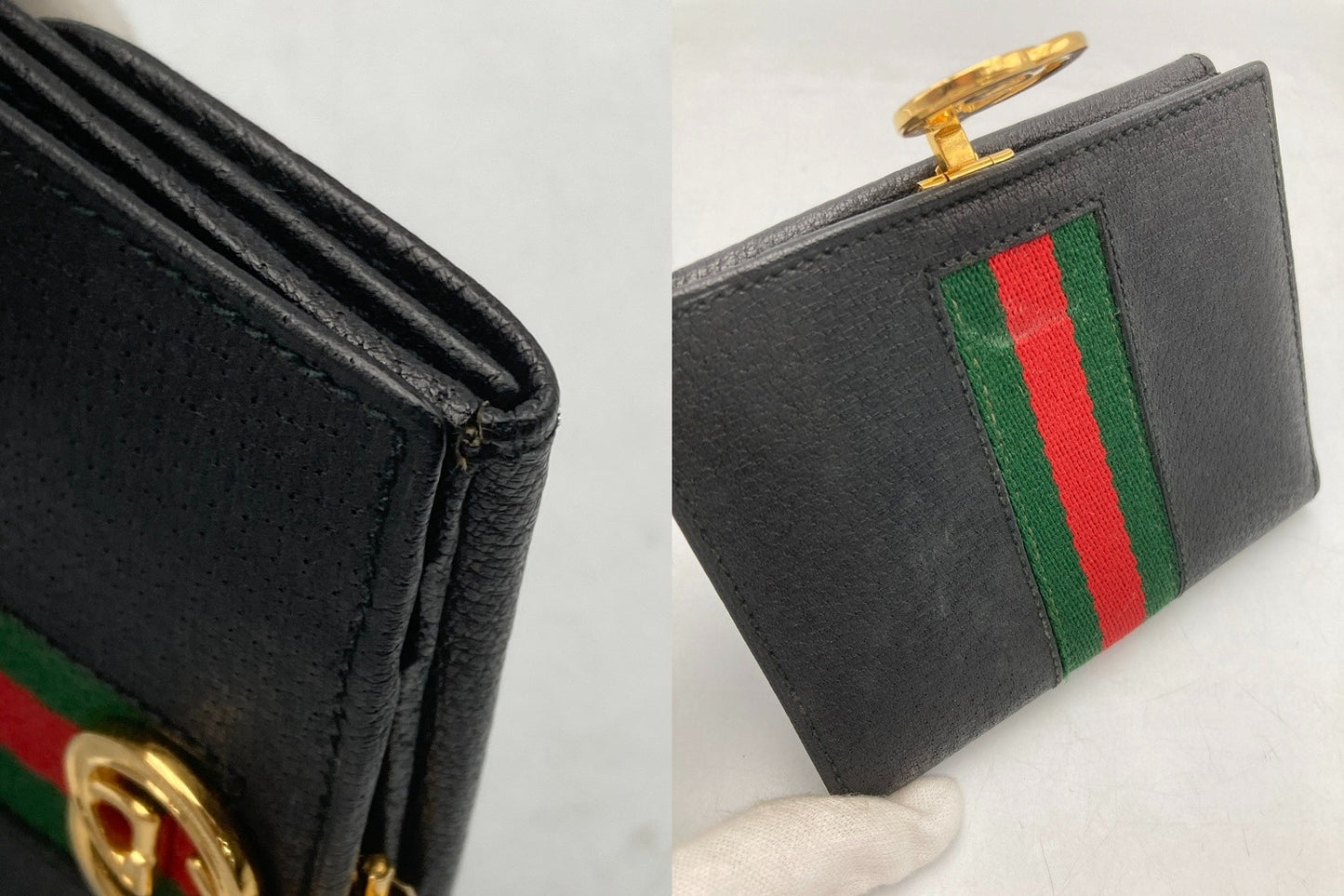 GUCCI グッチ インターロッキングG シェリーライン 2つ折り財布 中古 D4
