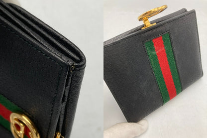 GUCCI グッチ インターロッキングG シェリーライン 2つ折り財布 中古 D4