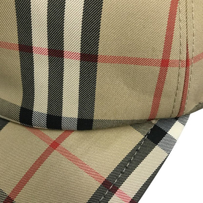 BURBERRY LONDON バーバリー ベースボールキャップ メンズ コットン チェック柄 ロゴパッチ ボタン ベージュ XLサイズ 8026929 中古 T1