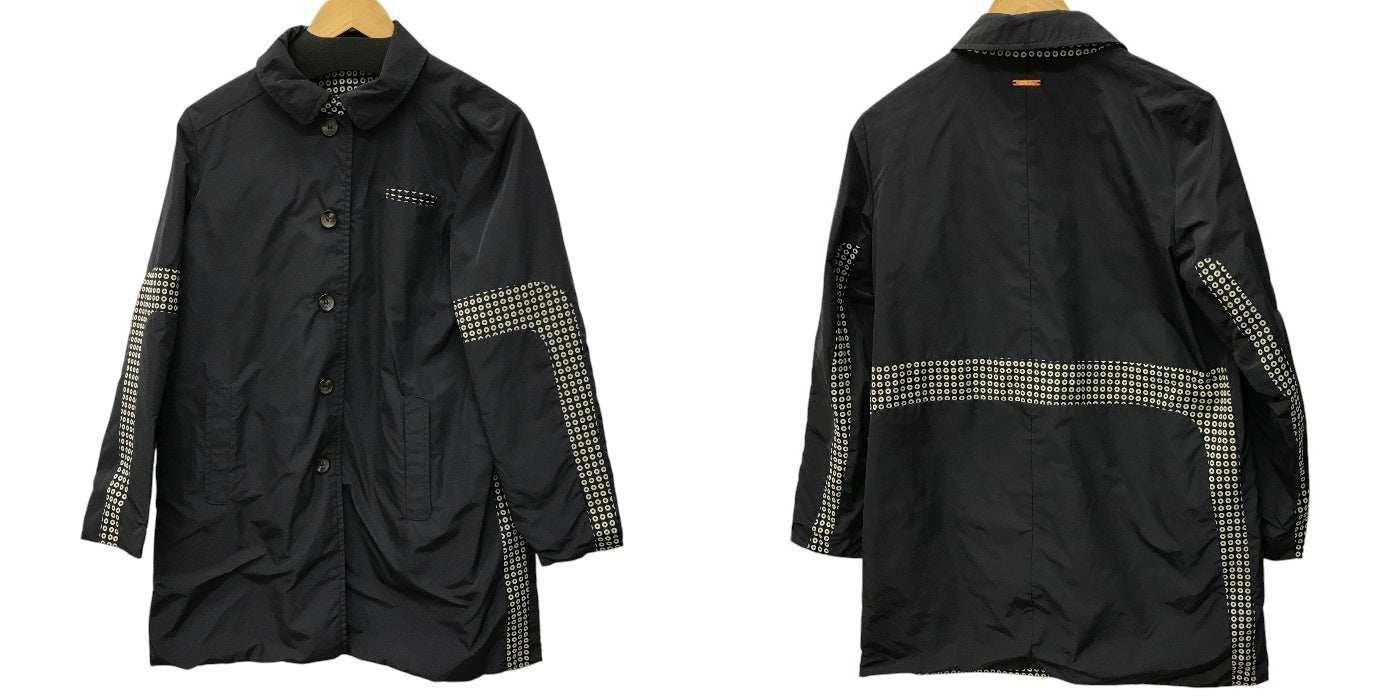 LENER レネール リバーシブル コート サイズ42 12730-00317 アウター レディース 総柄 ネイビー 中古 W1