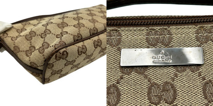 GUCCI グッチ GGキャンバス アクセサリーポーチ ミニ ハンド バッグ 039 1103 2123 鞄 ブランド 小さめ ブラウン 中古 W４