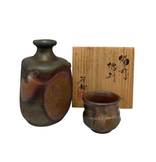 備前焼 馬場祥輔 徳利 ぐい呑み 中古 D4