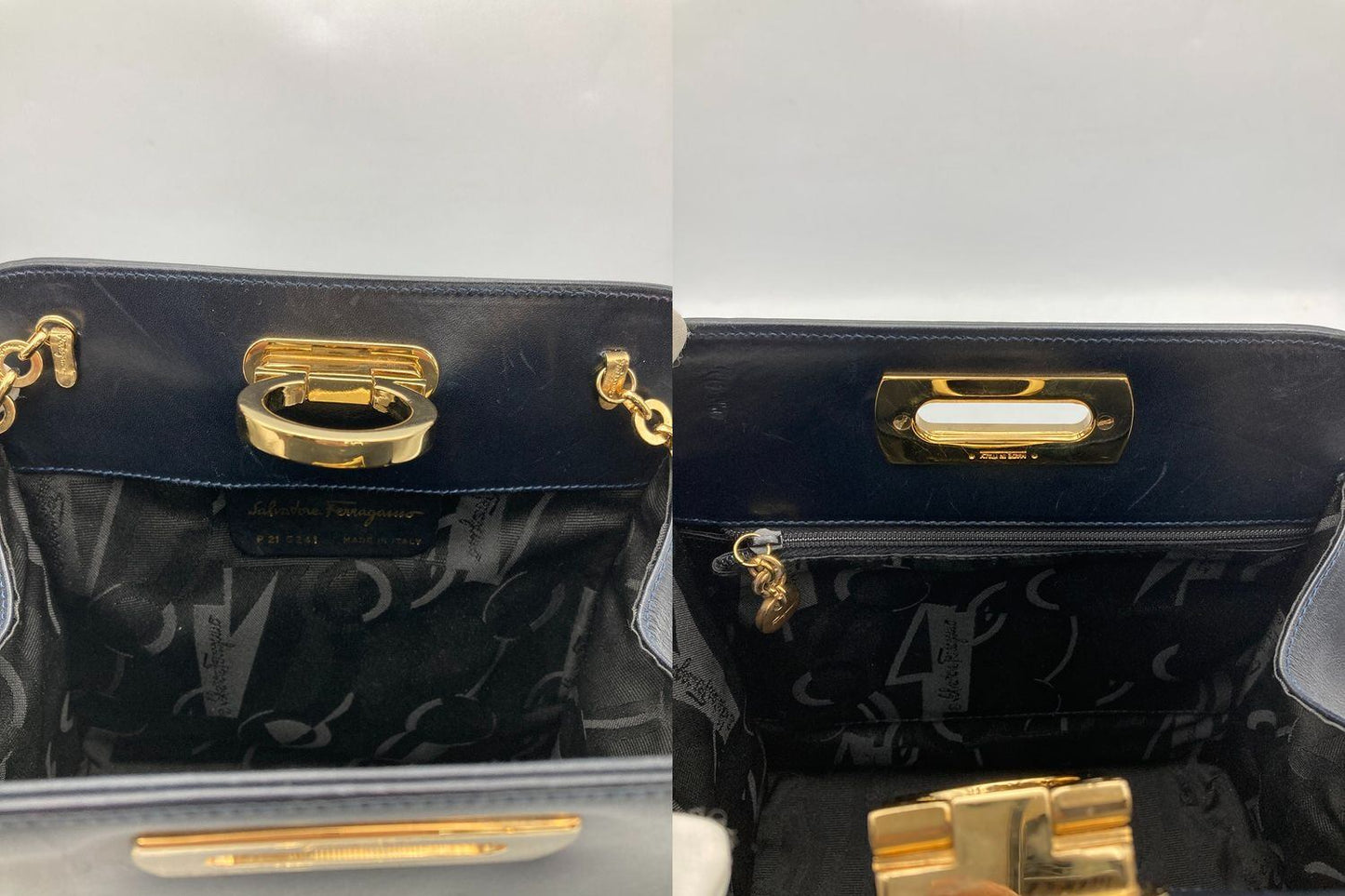 Salvatore Ferragamo サルヴァトーレフェラガモ ガンチーニ チェーン ショルダーバッグ 中古 D4