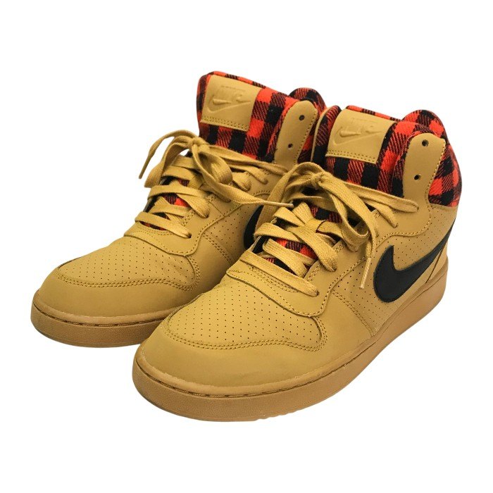 NIKE ナイキ コートバーロウ シューズ メンズ ミッドカット COURT BOROUGH LOW PREM チェック柄 ブラウン 26.0cm 844881 700 中古 T1