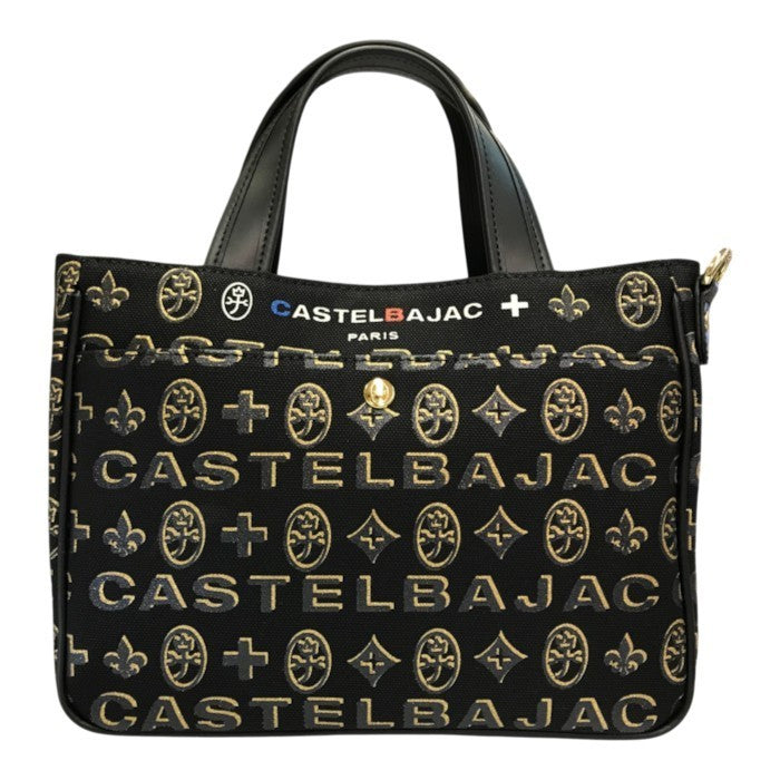 CASTELBAJAC カステルバジャック シテ ミニトートバッグ レディース 2way ショルダーバッグ 立体ロゴ シャイニー ブラック/ゴールド 089551 中古 T1