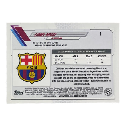 TOPPS サッカーカード CHROME LIONEL MESSI BARCELONA #1 中古 IT2
