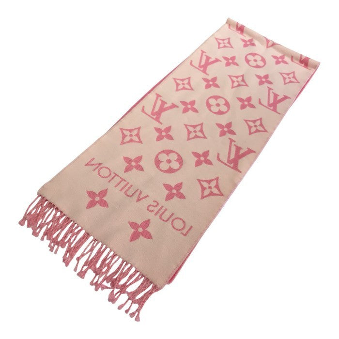 LOUIS VUITTON ルイヴィトン LVエセンシャル マフラー レディース 184×34cm ウール モノグラム フリンジ ピンク M78936 中古 T1