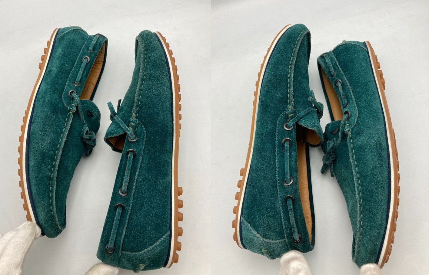 Emporio Armani エンポリオアルマーニ スウェード デッキシューズ サイズ7 メンズ 中古 D4