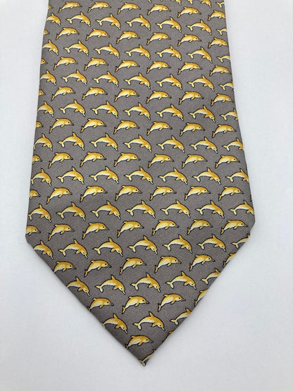 dunhill ダンヒル イルカ柄 ネクタイ シルク 中古 D4