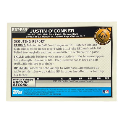TOPPS MLBカード BOWMAN CHROME 1ST JUSTIN O'CONNER RAYS #BDPP69 中古 IT2