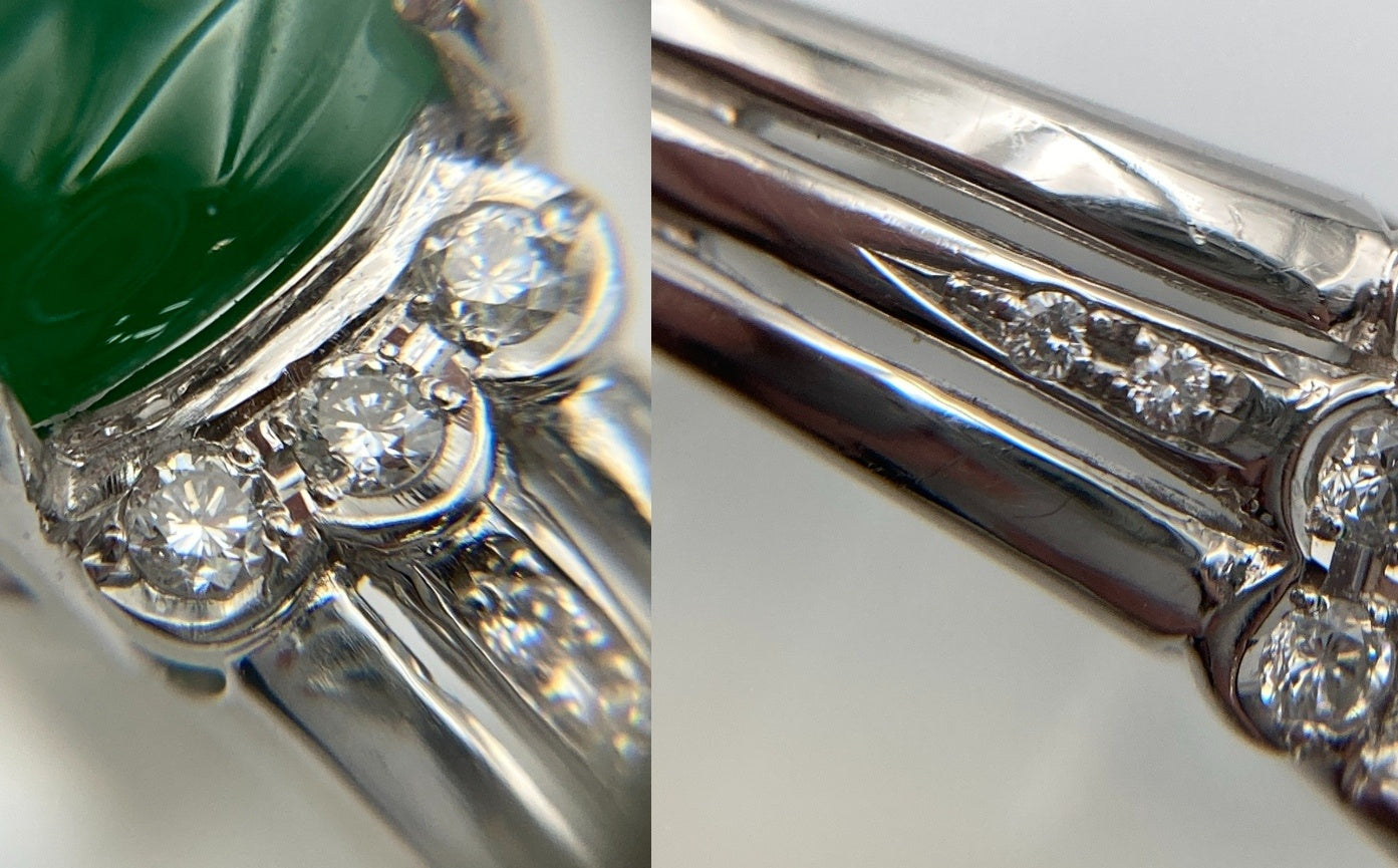 Pt900 ヒスイ(翡翠)3.03ct ダイヤ0.16ct リング 12号 中古 D4