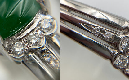 Pt900 ヒスイ(翡翠)3.03ct ダイヤ0.16ct リング 12号 中古 D4