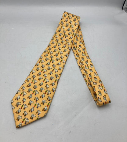 Salvatore Ferragamo サルヴァトーレ フェラガモ アニマル ゾウ柄 ネクタイ シルク100％ 中古 D4