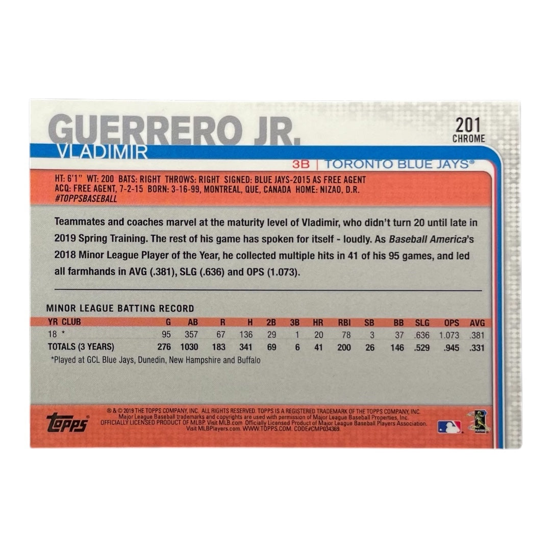 TOPPS MLBカード CHROME VLADIMIR GUERRERO JR. TORONTO BLUE JAYS #201 中古 IT2