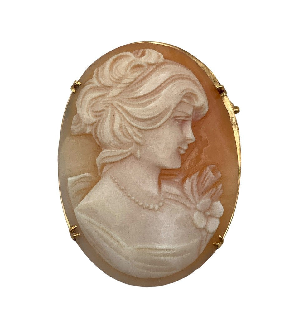 K18 シェルカメオ ブローチ 女性の横顔 中古 4