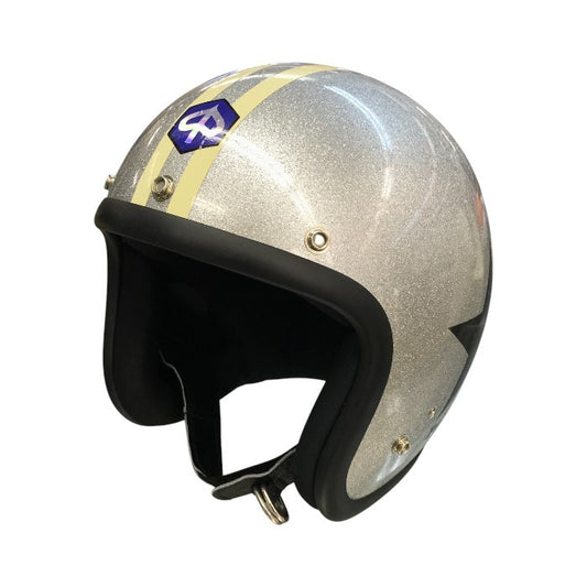 BUCO ブコ ジェットヘルメット スター 星柄 バイク 二輪用 ラメ SG/PSC シルバーフレーク 中古 T1