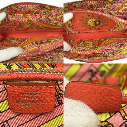 HERMES エルメス アザップロング シルクイン 長財布 レディース ラウンドジップ ファスナー スカーフ柄 ピンク/マルチカラー 中古 T1