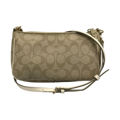 COACH コーチ ショルダーバッグ レディース PVC シグネチャー 2way ハンドバッグ ポーチ ベージュ F58321 中古 T1