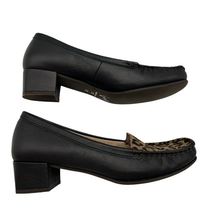 ing イング ヒョウ柄 パンプス 23cm EE スクエアトゥ ハラコ レディース ブラック チャンキーヒール 中古 W４