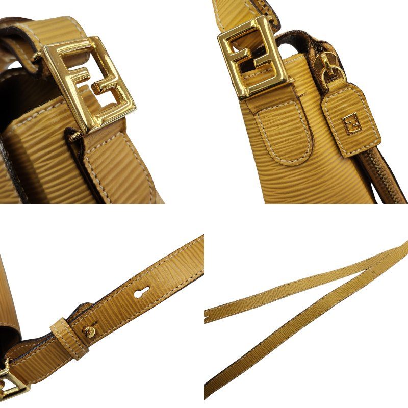 FENDI フェンディ ショルダーバッグ レディース レザー 斜め掛け エピ イエロー 中古 T1