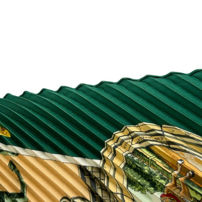 HERMES エルメス プリーツ スカーフ グリーン レディース ブランド おしゃれ 服飾 中古 W４