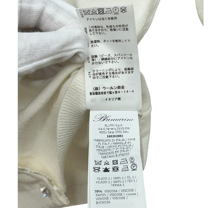 未使用品 Blumarine ブルマリン スワロフスキーボタン カーディガン WL0213316 38 トップス ホワイト レディース おしゃれ 秋 冬 中古 W４