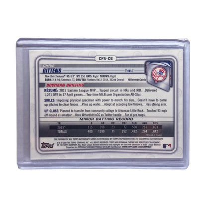 TOPPS MLBカード BOWMAN CHROME 1ST CHRIS GITTENS YANKEES 208/250 #CPA-CG 中古 IT2