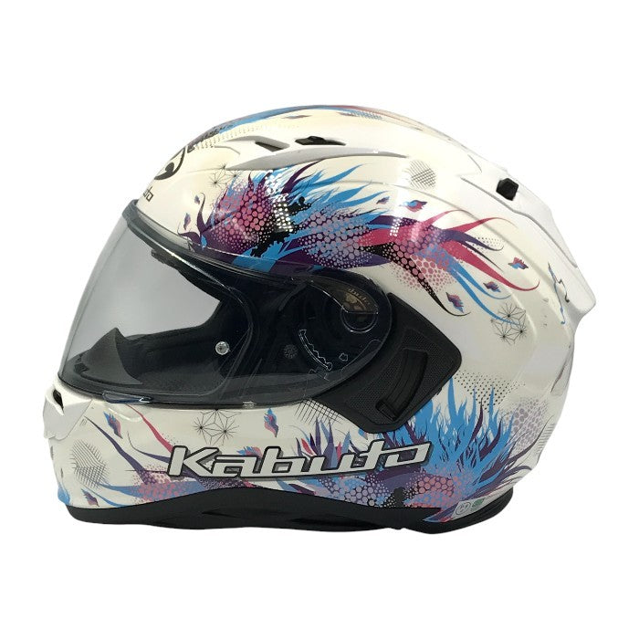OGK KABUTO KAMUI-3 LEIA ヘルメット パールホワイト バイク 二輪用 和柄 インナーサンシェード CF-1シールド XLサイズ 中古 T1