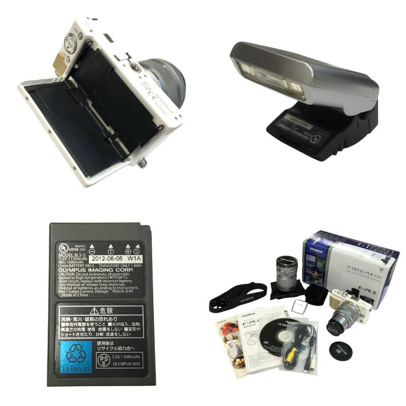 OLYMPUS オリンパス PEN Lite ミラーレス デジタル一眼レフ カメラ ダブルズームキット ホワイト/ベージュ レンズセット タッチ操作 自分撮り E-PL5 中古 T1