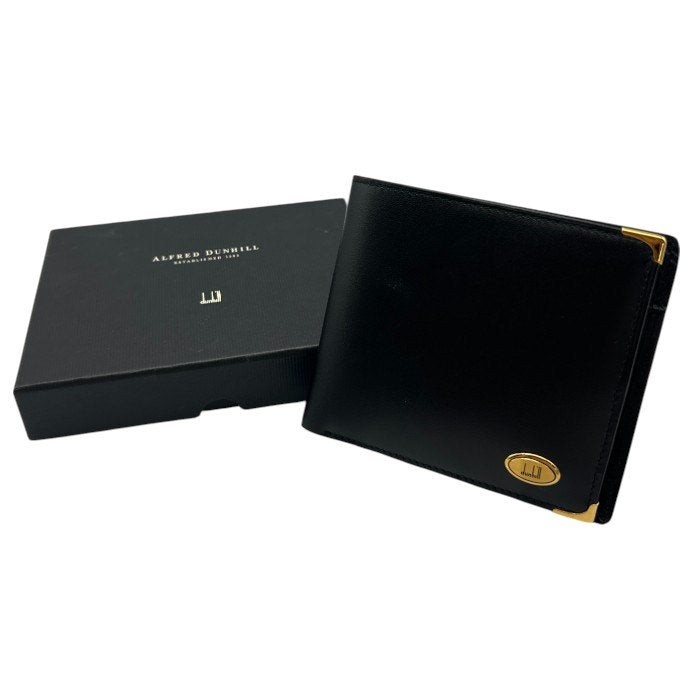 dunhill ダンヒル 財布 メンズ 2つ折り レザー ブラック 本革 ブランド ミニ コンパクト 小銭入れ カード入れ 中古 W４