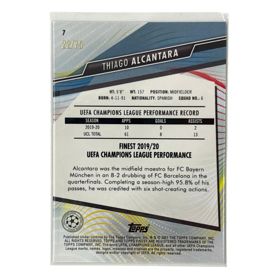 TOPPS サッカーカード FINEST THIAGO ALCANTARA LIVERPOOL 22/75 #7 中古 IT1