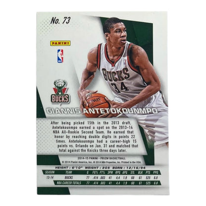 PANINI NBAカード PRIZM GIANNIS ANTETOKOUNMPO MILWAUKEE BUCKS #73 中古 IT2