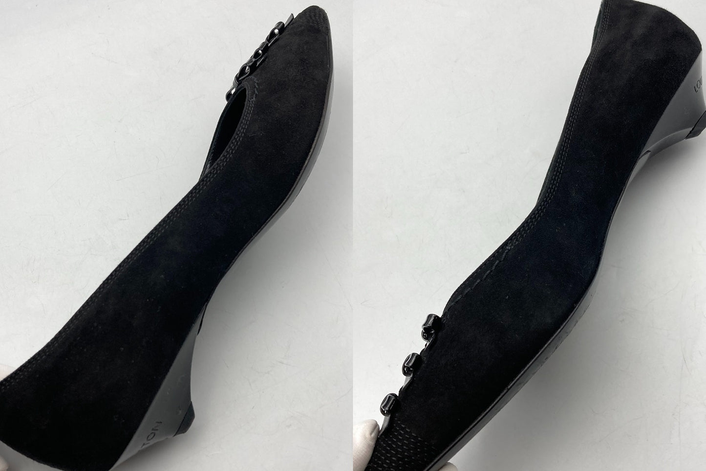 LOUIS VUITTON ルイヴィトン ポインテッドトゥ ローヒール パンプス サイズ37 ブラック 中古 D4