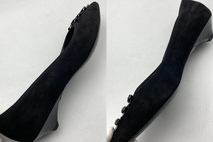 LOUIS VUITTON ルイヴィトン ポインテッドトゥ ローヒール パンプス サイズ37 ブラック 中古 D4