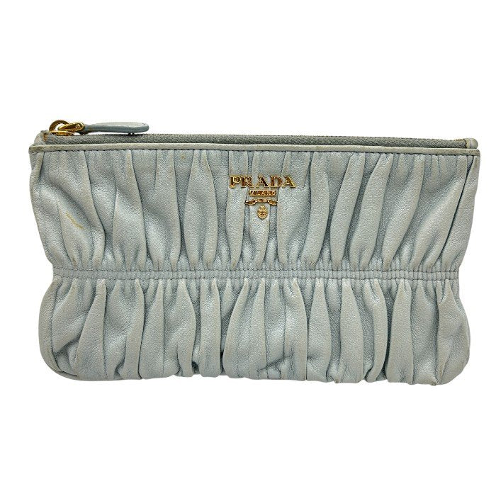 PRADA プラダ フラットポーチ 1M1152 グレー 小物入れ ブランド かわいい おしゃれ ミニ 中古 W４