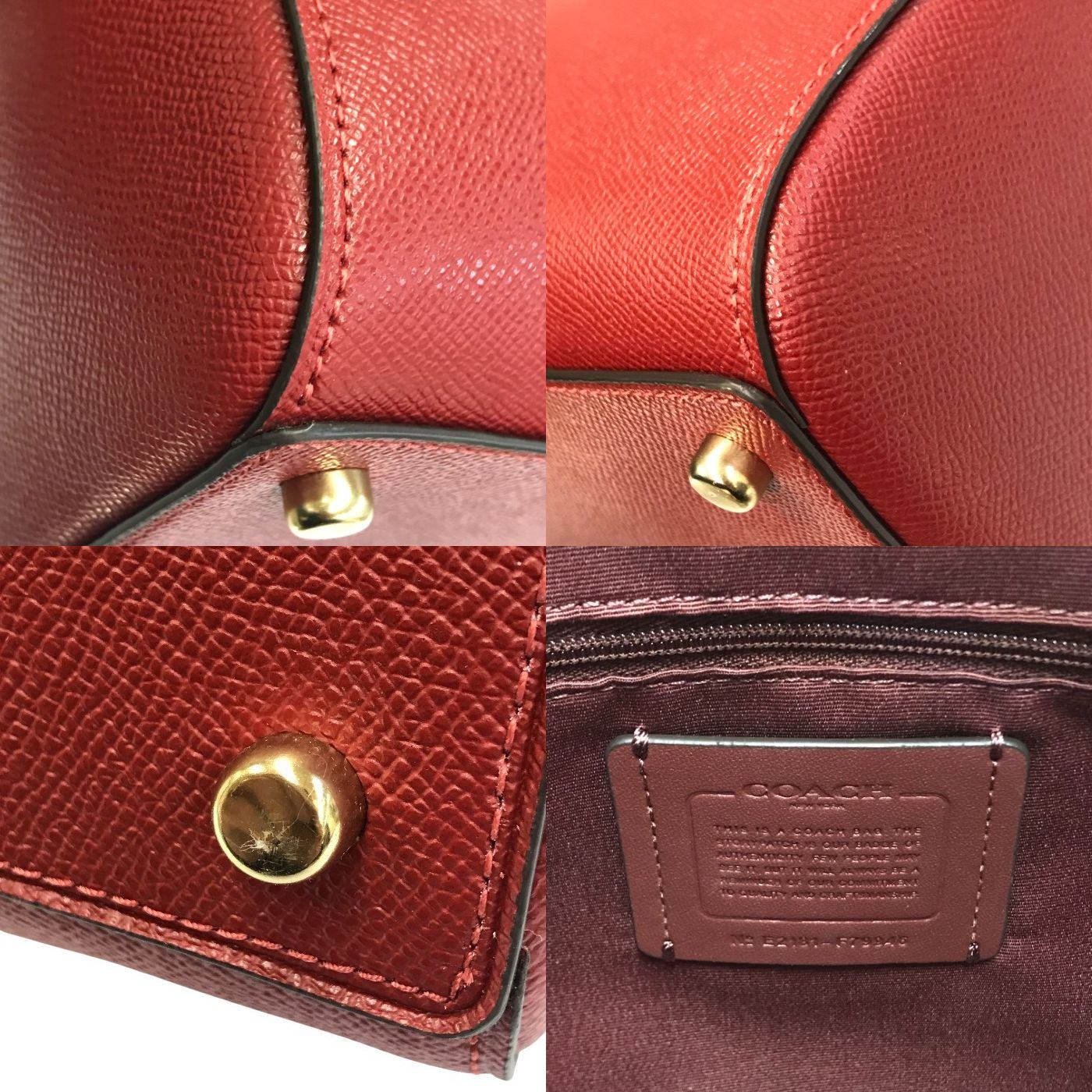 COACH コーチ ローアン サッチェル ハンドバッグ レディース レザー 2WAY ショルダー 斜め掛け レッド 79946 中古 T1