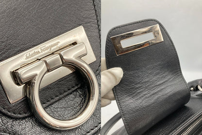 Salvatore Ferragamo サルヴァトーレフェラガモ ガンチーニ マリッサ ハンドバッグ ブラック BW-21 中古 D4