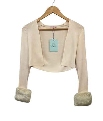 TOCCA トッカ エコファー付き ボレロ カーディガン 488445 サイズXS アイボリーピンク 中古 D4