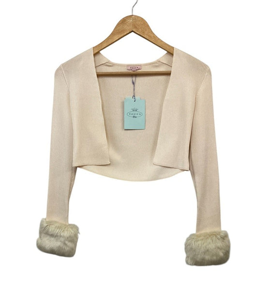 TOCCA トッカ エコファー付き ボレロ カーディガン 488445 サイズXS アイボリーピンク 中古 D4