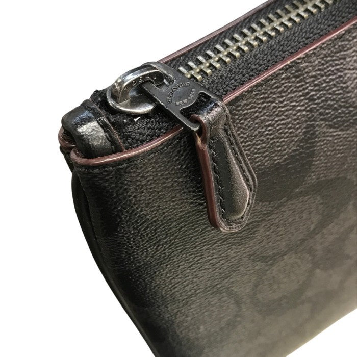 COACH コーチ クラッチバッグ メンズ PVCシグネチャー セカンドバッグ カード収納 ブラック F25520 中古 T1