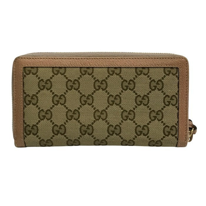 GUCCI グッチ GGキャンバス 長財布 レディース レザー ラウンドファスナー ジップ 小銭入れ付き ピンク/ベージュ 323397 中古 T1