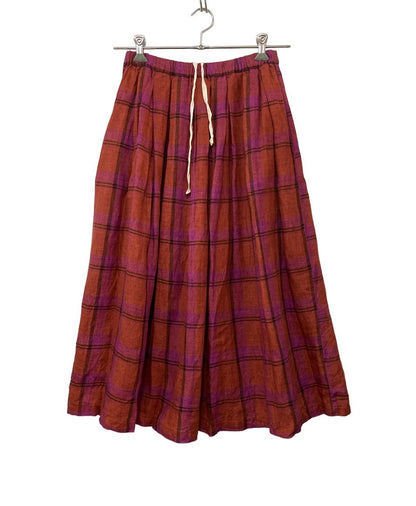 nofl ノフル チェック柄 リネン スカート サイズM～L 中古 D4