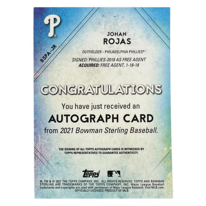 TOPPS MLBカード BOWMAN STERLING JOHAN ROJAS PHILADELPHIA PHILLIES #BSPA-JR 中古 IT2