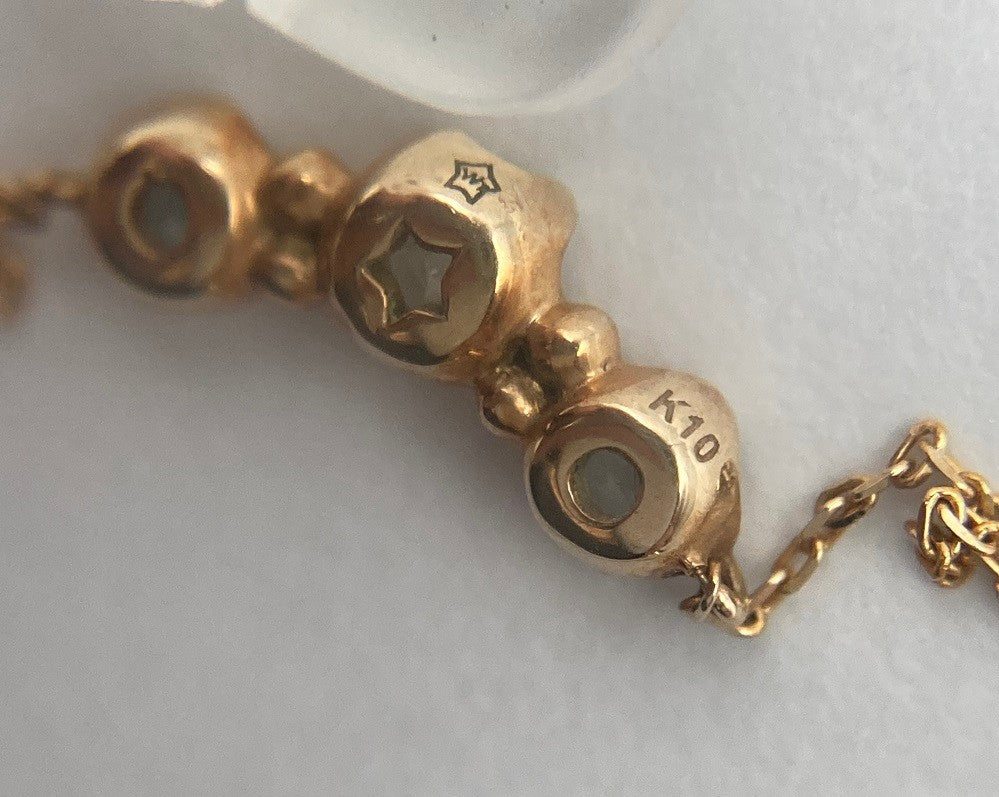 K10 3粒 人工石 ネックレス 中古 D4