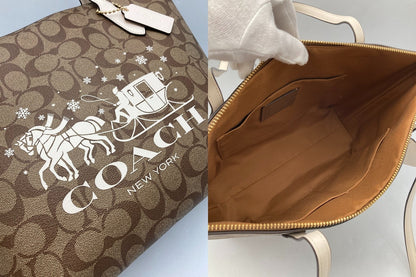 COACH コーチ シグネチャー ウインターロゴ ホース＆スレイ トートバッグ CN626 中古 D4
