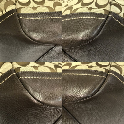 COACH コーチ シグネチャー トートバッグ レディース キャンバス/レザー ショルダー 大容量 カーキ/ブラウン F23297 中古 T1